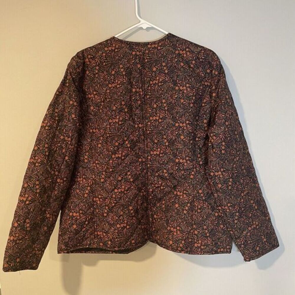 Floral Quilted Jacket Women's Autumn Colors Orange Brown Button Jacket XXL NWT - Picture 10 of 11